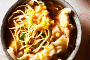 Chicken and sweetcorn dumpling soup