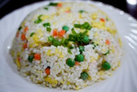 Fluffy and damp Chinese fried rice in Beijing, Asia.