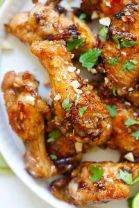 Sticky Asian Chicken Wings - amazing chicken wings coated with savory, sweet and sticky honey garlic chili glaze. BEST Asian chicken wings recipe ever | rasamalaysia.com